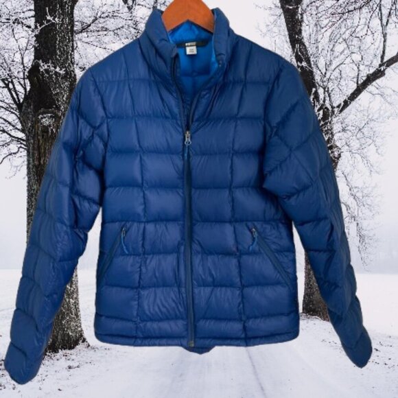REI Co-op Down Puff Jacket Full Zip Royal Blue Size Small - Picture 1 of 11